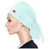 2025 - Scrub Womens Mütze mit Knöpfen Bouffant Herren Mütze mit Sweatband Baseballmützen Cap Schwarz Herren Snapback (Light Green, One Size)