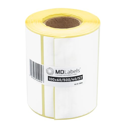 MDlabels Weiße Thermo etiketten auf Rolle (Etikettengröße: 100x60mm)