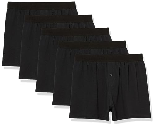 Amazon Essentials Herren Boxershorts Unterwäsche aus Baumwolljersey (erhältlich in Übergrößen), 5er-Pack, Schwarz, L