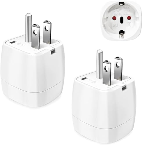 Reiseadapter USA 2Stück，USA Adapter Steckdose Deutschland Plug ，Adapter USA Deutschland Stecker für EU zu Amerika/Kanada/Mexiko/Thailand usw,Typ B Reisestecker Stromadapter,Weiß