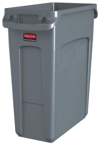Rubbermaid Commercial Products Newell Rubbermaid Commercial Products 1971258 Vented Slim Jim-Abfalltonne, Kunststoff, 60 L, Grau