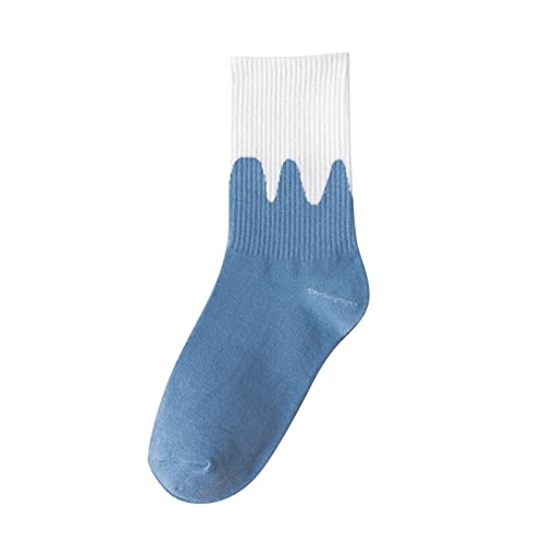 QWUVEDS Womem blau karierte Socken flacher Mund japanische süße Milchmustersocken Socken Schaf