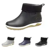 Gummistiefel für Herren, vollständig wasserdicht, Schnee, Regen, Knöchel, Outdoor- und Wanderstiefel, Outdoor-Gummi-Wasserschuhe, weiches Plüschfutter, Gartenstiefel, einfaches An- und Ausziehen,