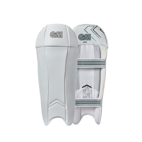 Gunn & Moore GM Cricket Wicket Keeper Keeping Pads | 606 | PVC-Verkleidung mit zweilagiger Schaumstoff-Füllung | Mesh-Spann | Jugendliche | Gewicht pro Paar ca. 0,85 kg | Weiß mit GM-Logo