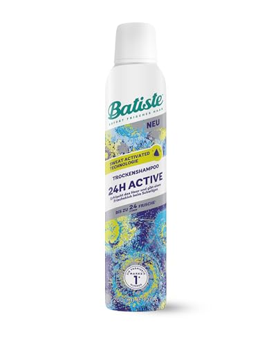 Batiste Trockenshampoo 24H Active 200ml, ohne Ausspülen, Haarpflege Spray mit belebendem Duft, Sweat Activated Technologie, vegan & unsichtbar, von Batiste Hair Care