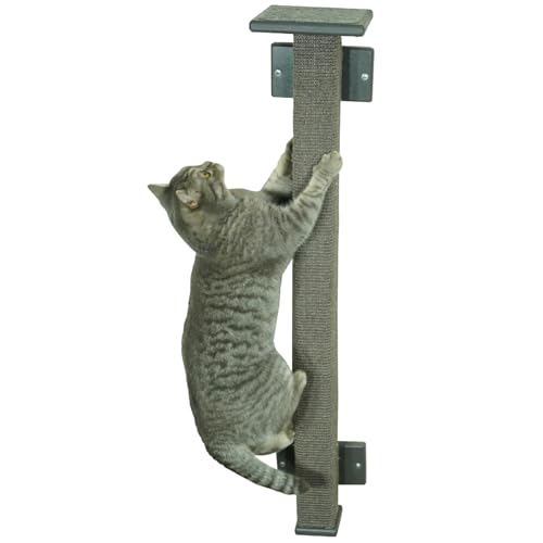 Catify® Katzen Kratzstamm für die Wand | Kratzbaum zur Wandmontage | Wandkratzbaum | Katzen Kletterwand Kratzmöbel | Katzen Wand Klettern | inkl. Katzen Stufe | Kratzsäule für Katzen aus Sisal