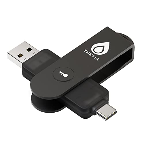 Thetis Pro FIDO2-Sicherheitsschlüssel, Zwei-Faktor-Authentifizierung, NFC-Sicherheitsschlüssel FIDO 2.0, Zwei USB-Anschlüsse Typ A und Typ C für Multi-Faktor-Schutz (HOTP) unter Windows/MacOS/Linux