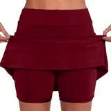 Warehouse Deal Lagerverkauf Rock Mit Hose Drunter Hosenrock Tennisrock Damen Mit Hose Leggings 2 In 1 Shorts Fitness Sport Golfrock Laufrock Tennisrock Damen Mit Hose Schwarz
