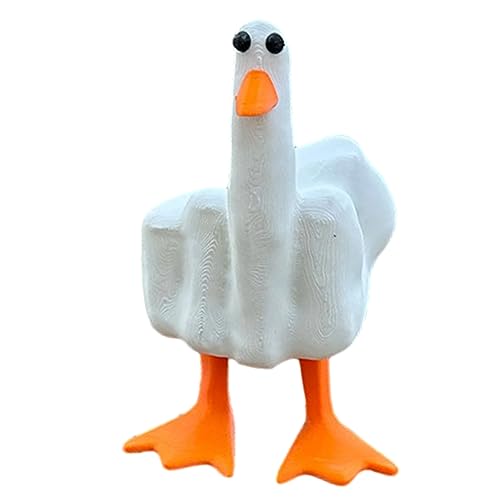 ARVALOLET Cartoon-Ornament, Dekor, Kunstharz, kreative Entenskulptur, niedliche Mittelfinger-kleine Entenstatue, 3D-Entenfigur, Basteln, Zuhause, Einweihungsgeschenk