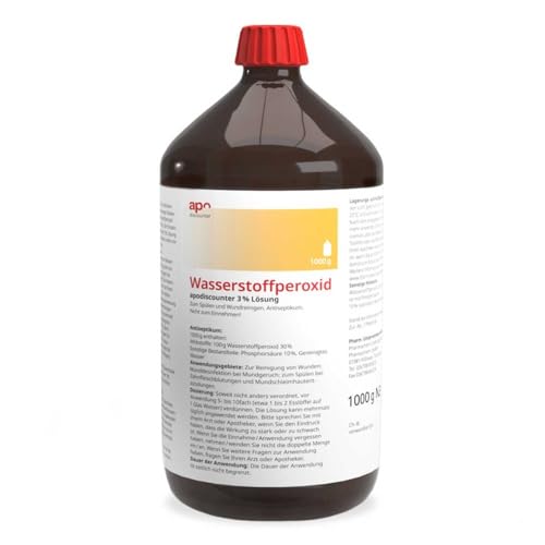 apodiscounter Wasserstoffperoxid 1000 ml - 3% Lösung I Desinfektionsmittel bei Wunden, Antiseptikum zum Spülen - H2o2 Apothekenqualität aus Deutschland