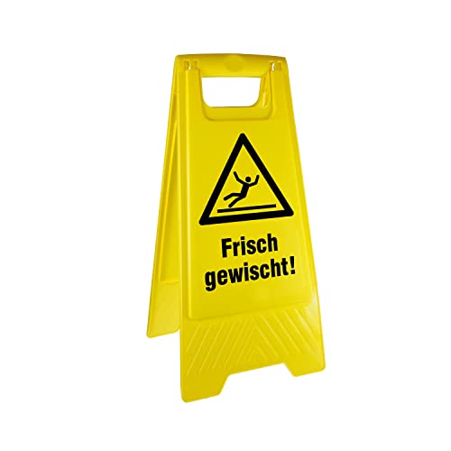 Warnaufsteller "Frisch gewischt" - Kunststoff - Gelb - Höhe 61 cm - zusammenklappbar - Betriebsausstattung24®