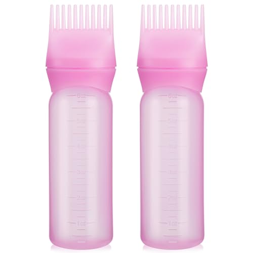 PAEFIU 2 Stücke Haaröl Applikator, 170ml Hair Oil Applicator Bottle mit Abgestufter Skala, Wurzelkamm-Applikatorflasche Haarfärbebürste Applikator Flasche Haare für Hair Oiling Haar Colorationen