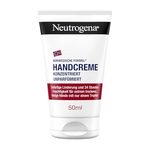 Neutrogena Konzentrierte unparfümierte Handcreme (50 ml), beruhigende Handcreme für sehr trockene Hände, spendet intensive Feuchtigkeit mit Glycerin, für empfindliche Haut geeignet