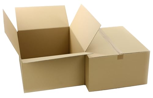 WePack 20 Stück Faltkarton 600x500x300 mm Versandkarton E-commerce Karton 1-Wellig 400G Braun Kartonage Verpackung Postkarton Versandschachtel Paket Päckchen