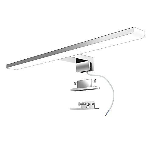 Aogled Led Spiegelleuchte Badezimmer 40 cm 10W 820LM 230V Neutralweiß 4000K,Edelstahl IP44 Class II Slim Bad Spiegelleuchte,Klemmplatte am Spiegel/Schrank/Wandbeleuchtung 400mm