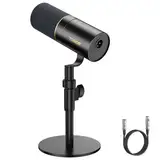 TONOR Podcast Mikrofon mit Tischständer, XLR Dynamisches Mikrofon für Studio-Aufnahmen, Stand Microphone für Audio Interface, Rauschreduzierung, Gaming Streaming für YouTube/TikTok, TD520X
