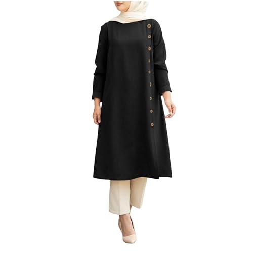 Muslimische Kleider Damen - Abaya Muslim Kleid Unifarben Ramadan Abaya Jilbab Muslim Kleid Ganzkörper Eid Mubarak Kaftan Abayas Muslim Dress Ethnische Naher Osten Dubai Türkei Gebetskleid