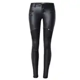 RSBFK Schlanke Damen-Fahrradhose aus PU-Leder, schmale Passform, dehnbare Kunst-Leggings, Schwarz , 68