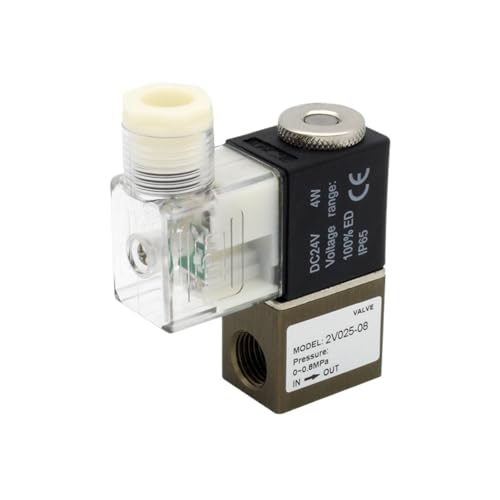 2V025-08 Normally Closed Pneumatic Control Valve DC12V DC24V AC220V AC110V 380V 1/4" 2 Way 2 Position Air Solenoid Valve 2V025(2V025-08 NC AC110V)