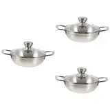 Toddmomy Milchtopf 3 Stück Mini Hot Pot Outdoor Wok Edelstahl Kochtopf Chafing Dishes Mit Deckel Gemüsetöpfe Für Die Küche Shabu Shabu Hot Pot Kochtopf Metall Bratpfanne Kochwerkzeug