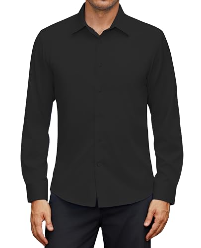 siliteelon Herren Hemden Langarm Bügelfrei Hemd ohne Tasche Regular Fit Stretch Freizeithemd Hochzeit Party