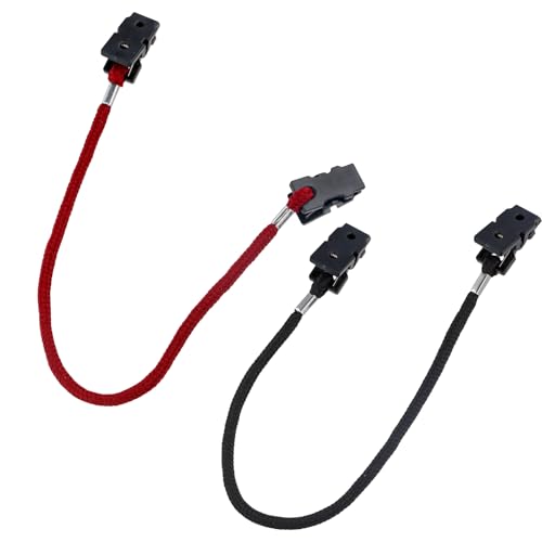 2 Stück Hat Retainer Clip, 30cm Hut Halter Clips Cap Retainer Clip, Hats Keeper Winddichte Halteclip für Klettern Angeln Camping Bootfahren Segeln Golf Wandern, Schwarz und Rot (A)