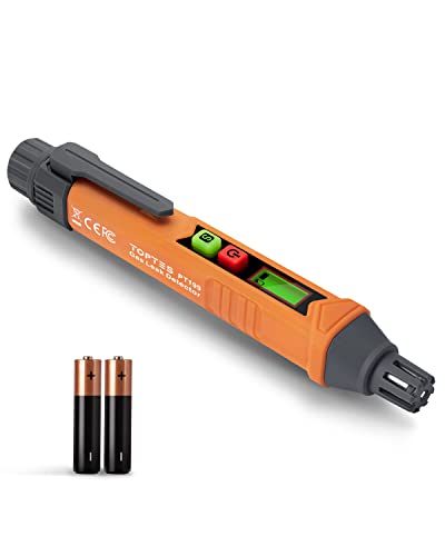 Gasmelder, TopTes PT199 Gaslecksuchgerät mit Akustischem und Visuellem Alarm, Gasdetektor zum Auffinden von Brennbares Gas wie Methan oder Propan für Wohnmobil, Haus (Inklusive Batterie x2) - Orange