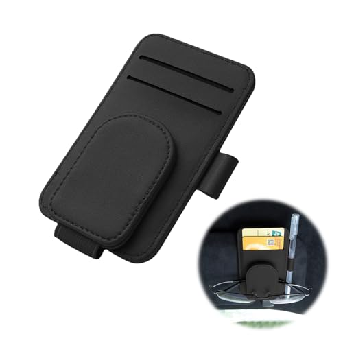 FL HUA Sonnenblenden Organizer Auto, Brillenhalter für Auto Armaturenbrett, Sonnenbrillen Clip für Auto Magnetischer Brillenhalter KFZ für Gläser, Karten, Rechnungen, Stifte (Kunstleder)