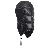 Tapasimme Winter Warm Daunenkappe Ultraleichter winddichter Schlafsack Outdoor Camping Wasserdichter Daunenhut mit Kompressionsaufbewahrungstasche (Dunkel Schwarz)