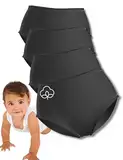 Mrs. Mum Wochenbett Unterwäsche mit Baumwolle I DERMATEST: SEHR GUT I Made in EU I Öko-Tex I 4er Set High Waist Unterhosen auch nach Kaiserschnitt I Für den Alltag nach der Geburt I waschbar
