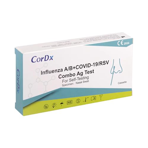 CorDx 4 in 1 Laien-Antigen Kombi-Test RSV Viren + Corona COVID-19 + Influenza A + B | Packung (1 Test)