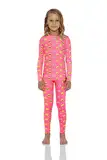 Rocky Thermounterwäsche für Mädchen (lange Unterhose Thermo-Set) Shirt & Hose, Basisschicht mit Leggings/Hose, Ski/extreme Kälte, Pinkes Emoji-Design, XS