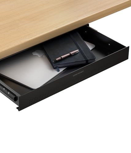 Desktronic Schreibtisch-Organizer, Untertisch-Aufbewahrungsbox, Schreibtisch für Büro Schule Homeoffice Schreibwaren, Metallschublade, Versteckte Schubladenbox (Schwarz)