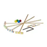 Relaxdays Krocket Spiel, 4 Spieler Kinder Erwachsene Komplettset mit Tasche Croquet Set Holz S, natur, EU