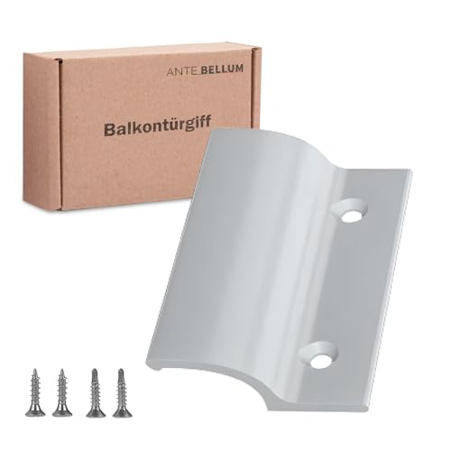 Ante bellum Balkontürgriff - Vielseitiger Aluminium Türgriff für Balkon-, Terrassen- und Fliegengittertüren, Terrassentür Griff incl. Schrauben, einfache Montage ohne Bohren (RAL 9016)