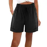 Happy Shorts Boxershorts Herren Hohe Taille Lässige Taschenhose Lose Gerade Bein Mode Sporthose Sportlich(Schwarz,L)