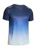 Weardear Herren Sports Tshirts Atmungsaktiv Schnelltrocknend Kurzarm T-Shirts Funktionsshirt Laufshirt Sommer Farbverlauf Sport Muskelshirt Herren Blau M