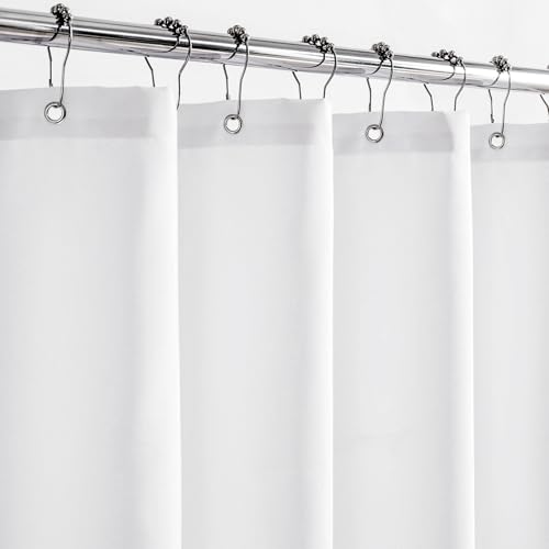 Felisa Langer, wasserdichter Stoff-Duschvorhang, mit 3 großen Magneten, 183 x 190 cm, Hotelqualität und weicher Stoff, waschbar, weißer Duschvorhang für Badezimmer