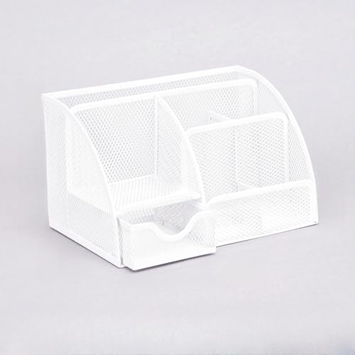 Schreibtisch Organizer, Mesh Metall Büro Organizer mit Schublade und Stifthalter für Stifte, Hefter, Platzsparendes Stifte Organizer, um Ihren Arbeitsbereich aufgeräumt und organisiert zu halten.