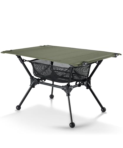 OneTigris Dipper faltbar Campingtisch klappbar, Camping Tisch Klapptisch mit Tragetasche und Netztasche, Kleiner Tisch Outdoor Ultraleicht für Angeln Wandern 60 x 40 x 37 cm (Ranger Grün)
