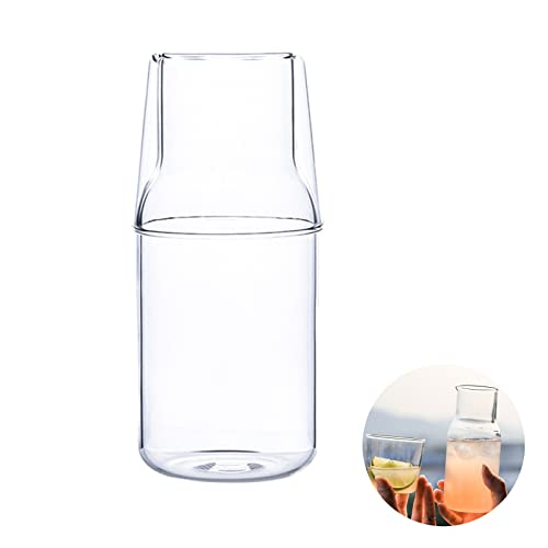 Glaskrug mit Deckel, Wasserkrug für Kühlschrank, Glaskaraffe für Heißes, Kaltes Wasser, Weithalsglas, Robuster Behälter für Wasser, Milch, Tee, Eiskaffee und Getränke (500ml)