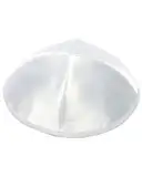 Hochwertig Weiß Satin yarmulke KIPPAH 19 cm Durchmesser mit Silber Faden Design Muster aufgenäht ES