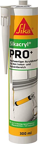 Sikacryl – Acryldichtstoff – Sikacryl PRO+ Weiß – 12,5 % Bewegungsaufnahme – für Anwendungen im Innen- und Außenbereich – lösemittelfrei – 300 ml