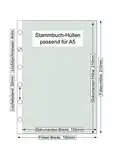 10er Pack - KATEX Stammbuch-Hüllen+ - 6-Fach Lochung - für A5 Dokumente und Urkunden, 150mm x 210mm