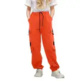 Cargohose für Mädchen, lässig, hohe Taille, Kordelzug, lockere Passform, Taschen, Cargo-Jogginghose für Kinder Jeggings 128 Mädchen