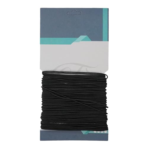 Trimming Shop 2mm elastisches Band, Schwarz Gummiband, runde Ohrschlaufe, Schwarz Gummiband zum Nähen, Stricken, Schmuckherstellung, Bekleidungszubehör, Schuhe und Hüte, 2 Metres