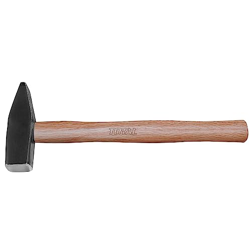TOTAL - Schlosserhammer | 300 g | Ideal für Schreinerei und Schlosserei | Zum Formen, Glätten und Kanten von Metall | Holzgriff | Geschmiedeter Stahlkopf.