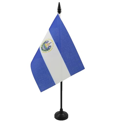 AZ FLAG - Tischflagge El Salvador - 15x10 cm - Salvadorianische Tischfahne 10 x 15 Cm - Flaggen