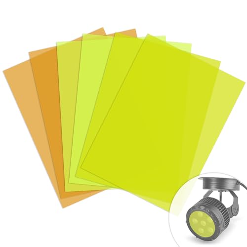 AhCor 6 Stück 3 Farben Gelb Folie Transparent Farbfilter Quadratische Transparente Farbkorrektur Quadratisch Farbige Transparent Für Kamera Led Licht Scheinwerfer Fotografie Foto Studio 29.7x21cm