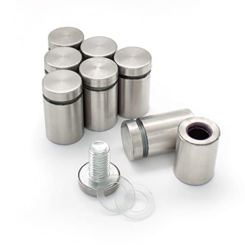 LERANXIN Edelstahl Abstandshalter | 8 Stück Schraubenhalter für Glas, Schilder & Werbetafeln, Einstellbare Länge, Innen- & Außenbereich (Edelstahl)